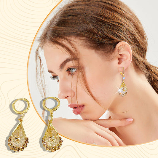 Elegant Teardrop Drop Earrings | Vibrant Cubic Zirconia & Gold-Plated Jewellery | Lightweight Statement Earrings for Women