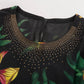 Elegant Floral Print Tunic Top | Lightweight Sheer 3/4 Sleeve Blouse | Double-Layer Chiffon Hem Plus Size