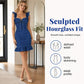Women's Ruffle Strap Ruched Denim Dress