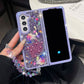 Special Offer: Sparkling Goldfish Glitter Case for Samsung Z Fold | Luxury Rhinestone Folding Phone Cover with Wrist Strap | Shockproof Acrylic Hard Case