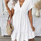 V-Neck Loose-Fit Casual Dress with Ruffle Hem