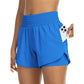 Women Athletic Yoga Shorts Doubled Layer Gym Shorts
