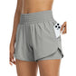 Women Athletic Yoga Shorts Doubled Layer Gym Shorts