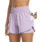 Women Athletic Yoga Shorts Doubled Layer Gym Shorts