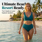 🌸LIMITED-TIME 50% OFF!⏰👙 FLATTERING HIGH-WAIST RUCHED BIKINI SET — Elegant V-Neck Wrap Design & Quick-Dry Tummy Control ✨