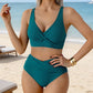 🌸LIMITED-TIME 50% OFF!⏰👙 FLATTERING HIGH-WAIST RUCHED BIKINI SET — Elegant V-Neck Wrap Design & Quick-Dry Tummy Control ✨