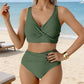 🌸LIMITED-TIME 50% OFF!⏰👙 FLATTERING HIGH-WAIST RUCHED BIKINI SET — Elegant V-Neck Wrap Design & Quick-Dry Tummy Control ✨