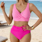 🌸LIMITED-TIME 50% OFF!⏰👙 FLATTERING HIGH-WAIST RUCHED BIKINI SET — Elegant V-Neck Wrap Design & Quick-Dry Tummy Control ✨