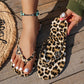📢📢50% OFF !! 👡 CHIC LEOPARD PRINT FLIP-FLOPS — Sparkling Heart Charm & Comfortable PU Straps ✨