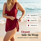 Women Plus Size Swim Dress One-Piece Solid Color Swimsuit