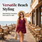 Women Plus Size Swim Dress One-Piece Solid Color Swimsuit