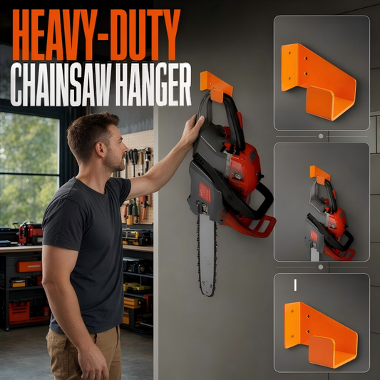 Heavy-Duty Wall-Mount Chainsaw Hanger 🛡️ Hook It, Lock It, Free Up Your Bench – Tough Storage for Serious Tools ✨