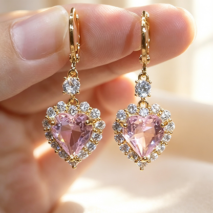 🎁2026 New Arrivals 50% OFF💥Sparkling Heart Drop Earrings – Romantic Pink Glow ✨