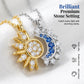 Sun and Moon Pendant Necklace with Rhinestones