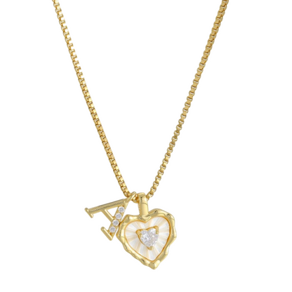 Heart Shaped Letters Micro Pave Chain Necklace