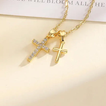Elegant Double Cross Pendant Necklace for Women