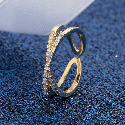 Adjustable Double Layer Criss-Cross Ring