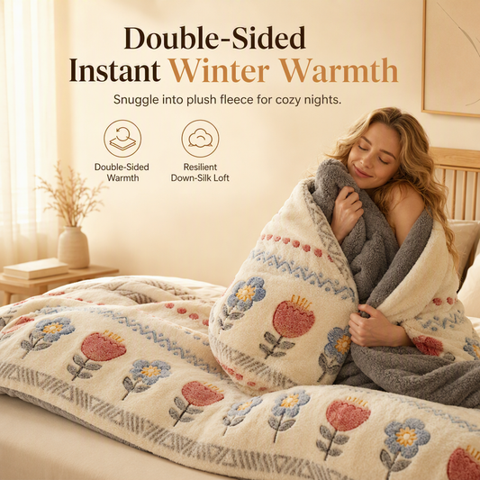 Thickened Double Sided Lamb Fleece and Milk Velvet Winter Quilt Warm Bedding Comforter for Autumn and Winter
