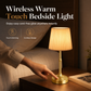 💡 Wireless Touch Bedside Lamp: Stepless Dimming, Rechargeable, Linen Shade & Metal Base, Cordless Freedom