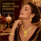 📢📢40% OFF !! ⏰24K Gold Plated Bridal Jewelry Set Dubai Indian Style Necklace Bracelet Ring and Earrings Set for Women