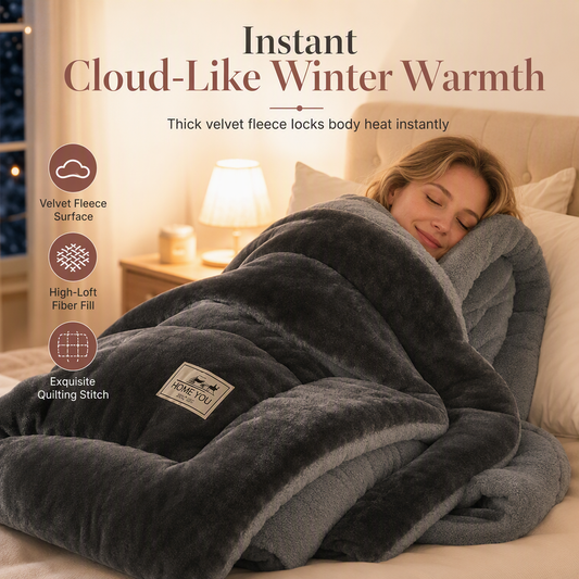 Thick Warm Milk Velvet Winter Comforter Solid Color Soft Fleece Quilt Duvet Insert