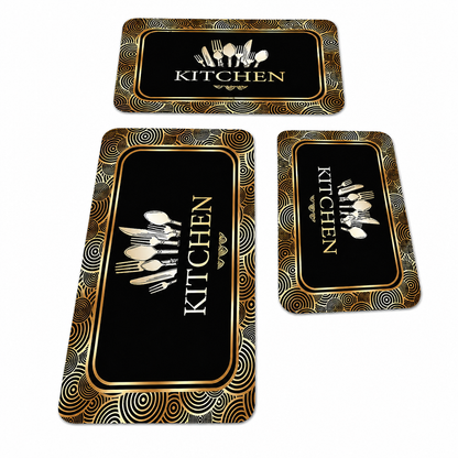 Geometric Pattern Flannel Floor Mat Water and Oil Absorbing Doormat for Kitchen Bathroom and Entryway