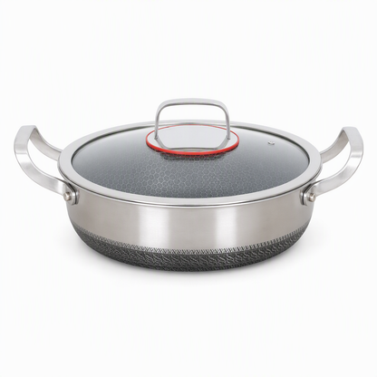 📢📢50% OFF !! ⏰Thickened Stainless Steel Nonstick Stir Fry Pan with Lid Flat