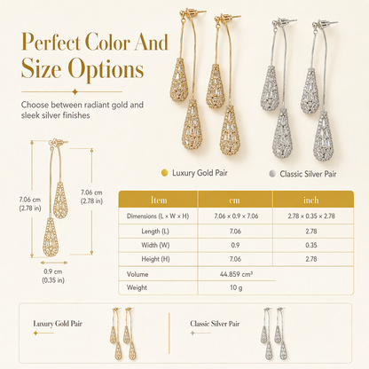 📢📢50% OFF !! ⏰Women's Dual Wear Zircon Water Drop Tassel Earrings✨Gold Plated Elegant Drop Earrings