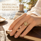 ⏳🔥LIMITED-TIME 50% OFF! ⏰Gold Tone Metal Goddess Portrait and Flower Ring for Women with Oval Colorful Cubic Zirconia Old Money Style