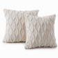 Soft Plush Cushion Cover with Embroidered Geometric Diamond Pattern Minimalist Solid Color Throw Pillow Case for Sofa