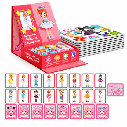 Kids 3D Magnetic Princess Dress Up Toy Set for Girls Ages 3 to 6 129-Piece 3-in-1 Educational with 25 Outfits and Scenes