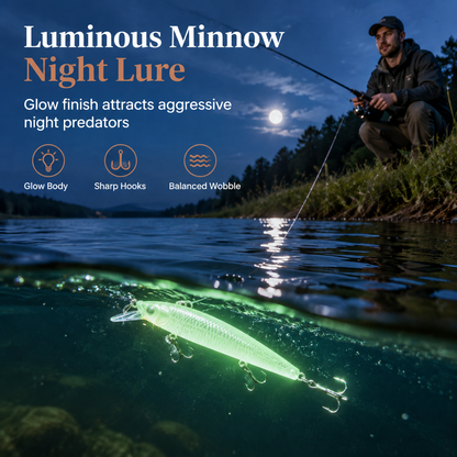 🌙 Luminous Minnow Hard Bait – 7cm & perfect for night fishing ✨