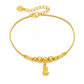 Women Double Layer Gold Tone Heart Charm Anklet with Small Beads Foot Jewelry Gift