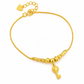 Women Double Layer Gold Tone Heart Charm Anklet with Small Beads Foot Jewelry Gift