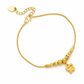 Women Double Layer Gold Tone Heart Charm Anklet with Small Beads Foot Jewelry Gift