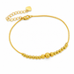 Women Double Layer Gold Tone Heart Charm Anklet with Small Beads Foot Jewelry Gift