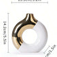 Modern Ceramic Flower Vase with Gold Accents for Tabletop Floral Arrangement and Home Decor