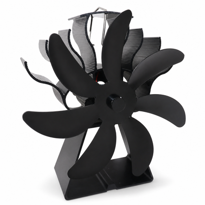 Heat Powered Fireplace Fan with 6 Trapezoidal Base and Thermometer