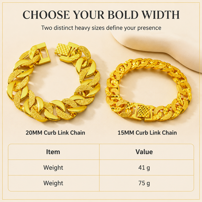 🤵 LIMITED-TIME 50% OFF! 👑 Sand-Gold Curb Link Bracelet – Solid Build, Watch Clasp, Luxury Look ✨