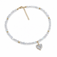 Handmade Crystal Beaded Clavicle with Copper Inlaid Cubic Zirconia Stainless Steel Jewelry for Women