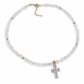 Handmade Crystal Beaded Clavicle with Copper Inlaid Cubic Zirconia Stainless Steel Jewelry for Women