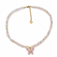 Handmade Crystal Beaded Clavicle with Copper Inlaid Cubic Zirconia Stainless Steel Jewelry for Women