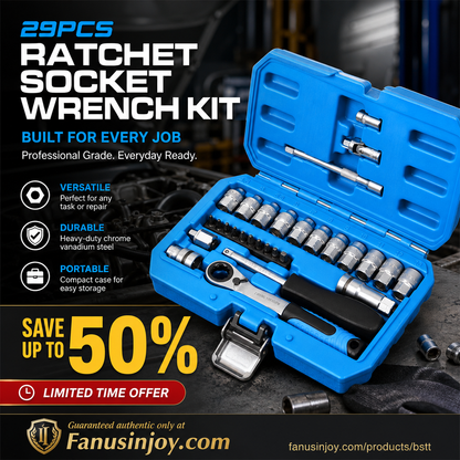 ⏳🔥LIMITED-TIME 50% OFF! ⏰29pcs Core Ratchet Socket Wrench Kit – Chrome‑vanadium steel, 11 sockets & 10 bits. Perfect for car repairs & DIY 🛠️✨